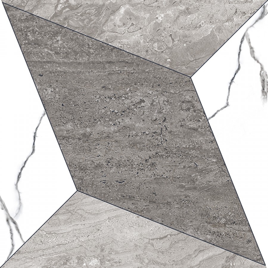 Керамогранит 60x60 Rogger Gris Polished полированная белый мрамор 8мм Italica