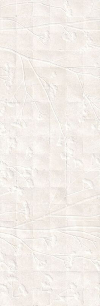 Плитка Charme Bone Fleur R 40655 матовая, 3d белый бетон, цемент 100x33 Peronda