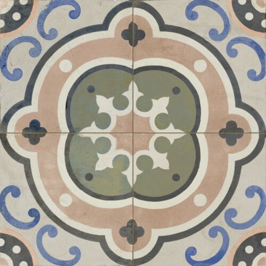 Плитка 45x45 Fs Barna Raval 37764 матовая белый, серый, мультиколор, розовый с рисунком Peronda