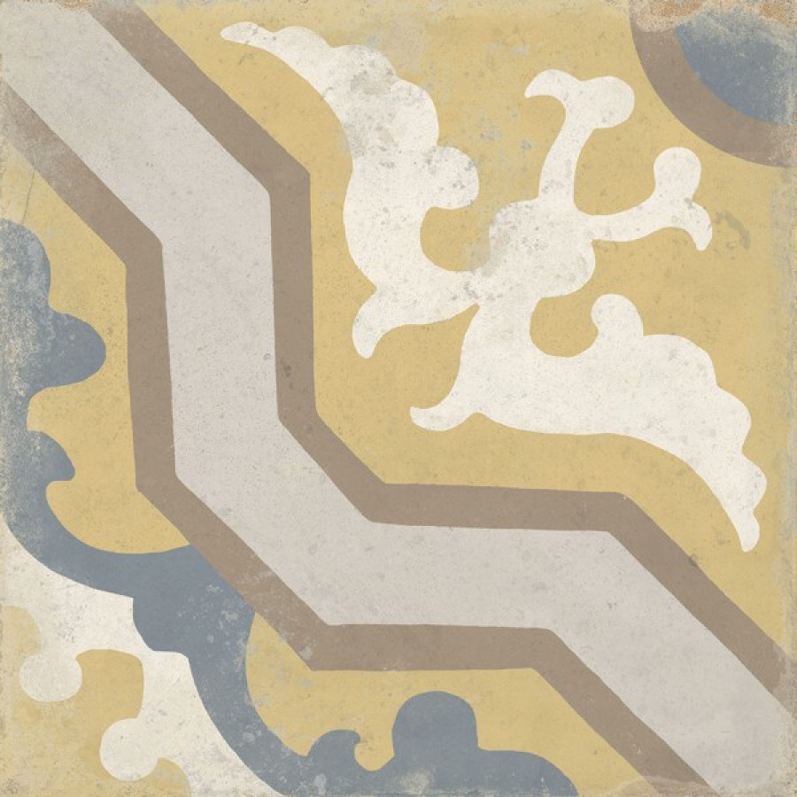 Плитка 22x22 9мм Fs 1827 Mustard 41558 мультиколор, желтый бетон, цемент, с рисунком Peronda