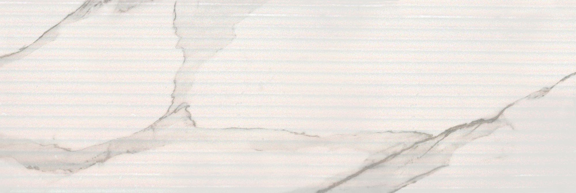 Плитка настенная 90x30 12мм CALACATTA рельеф 674-AMM1WT Amina глянцевая белый Eurotile