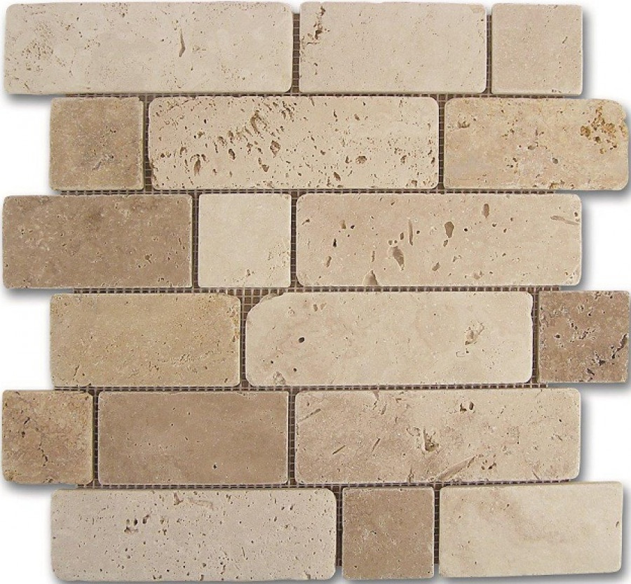 Мозаика 31x31 Mosaico Travertino Brick матовый под камень бежевый 8мм 184996 Dune