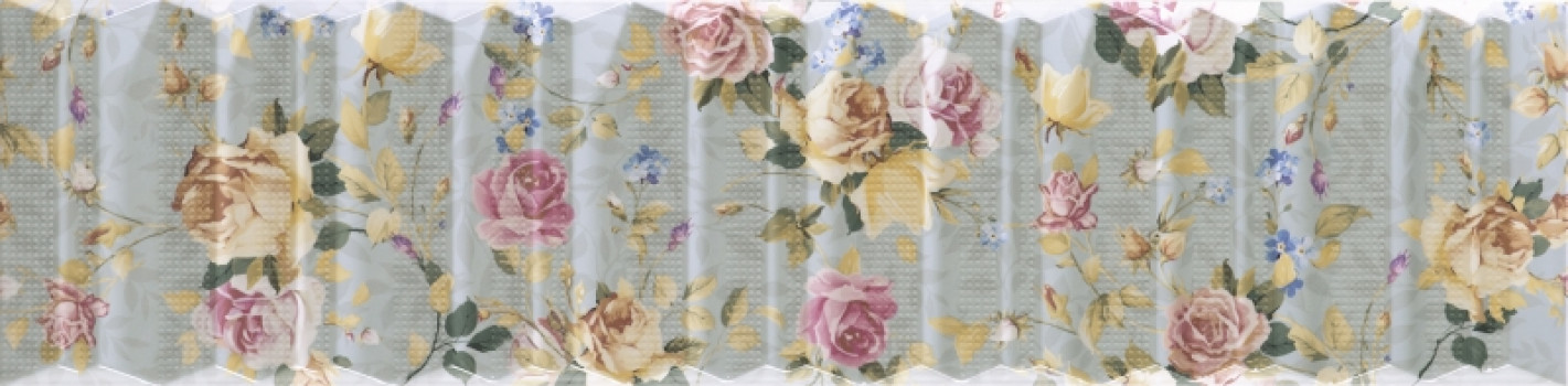 Плитка настенная 60x15 Folding Roses матовый под ткань голубой 11мм 187189 Dune