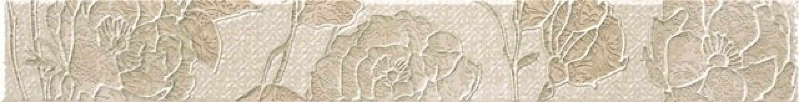 Керамический бордюр RCS000006 Aura Cenefa Fleurs Beige 59x8 для стен глянцевая Rocersa