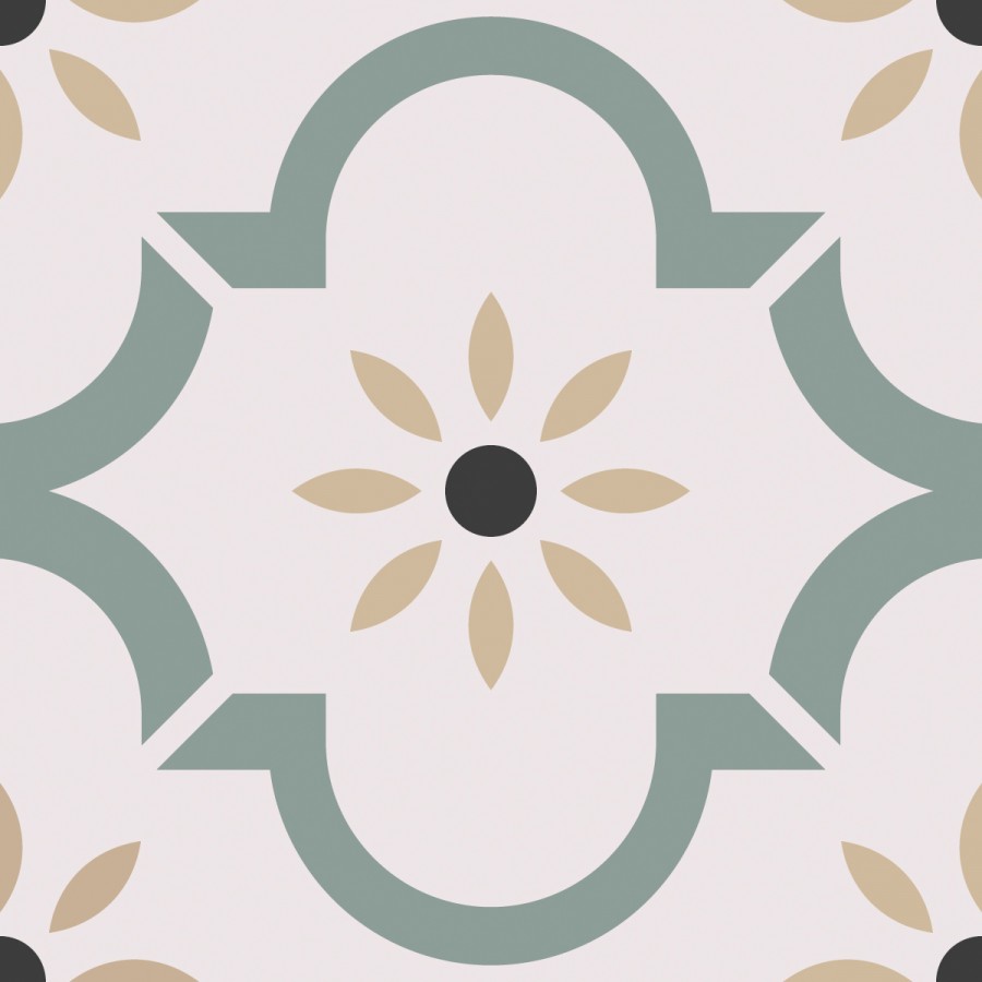 Керамогранит Эклектика Арабески Зеленый матовая 20x20 8мм Smile Tile