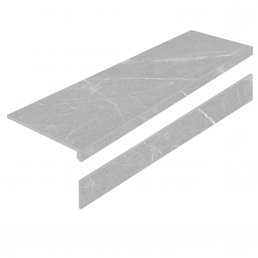 Ступень керамогранит L Ступени Dakota Gris As С Подступенником нескользящая r12 120x32 8мм Staro