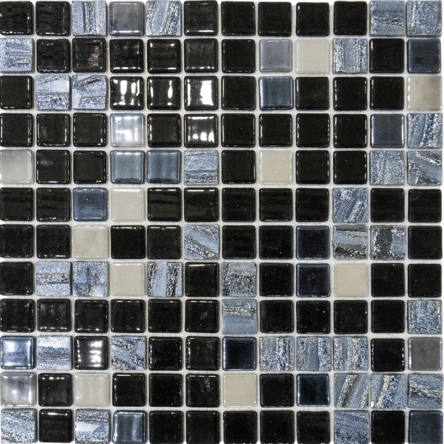 Мозаика Astra Black глянцевая рельефная 32x32 4мм Vidrepur