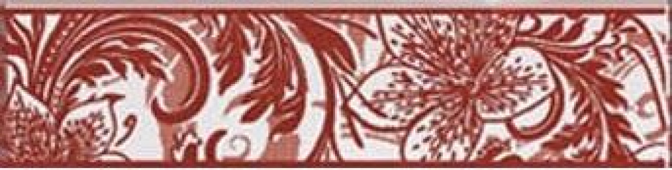 Плитка 25x9 Азур бордюр алый на белом 1501-0052 глянцевая белый красный LB-Ceramics