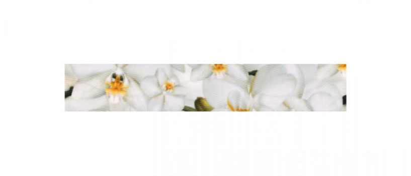 Плитка 40x7 Энигма бордюр 3 цветы глянцевая бежевый Керамин