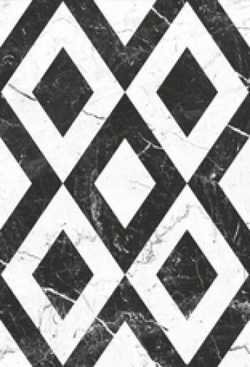 Плитка 40x28 Помпеи панно глянцевая чёрный белый Керамин