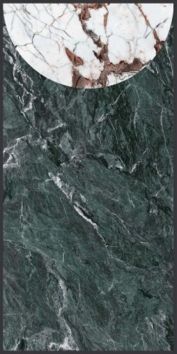 Плитка 240x120 6мм Policroma Volta Alp-Bre Mat 120X240R 764123 матовая зеленый мрамор Cedit