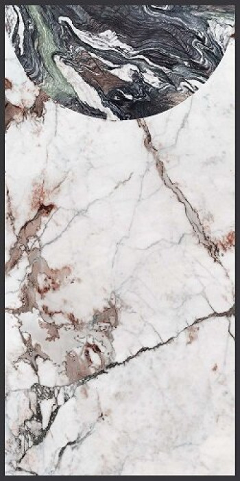 Плитка 240x120 6мм Policroma Volta Bre-Cip Mat 120X240R 764122 матовая белый мрамор Cedit