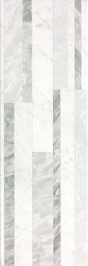 Плитка Roma Diamond 25 Deco White Brillante Fniz глянцевая белый мрамор 75x25 9мм Fap Ceramiche