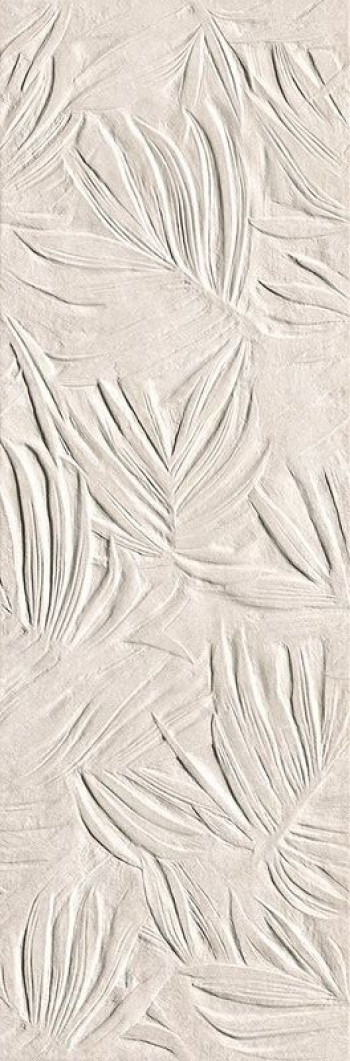 Плитка 75x25 Nobu Fossil White Matt Fru0 с рельефом белый камень Fap Ceramiche