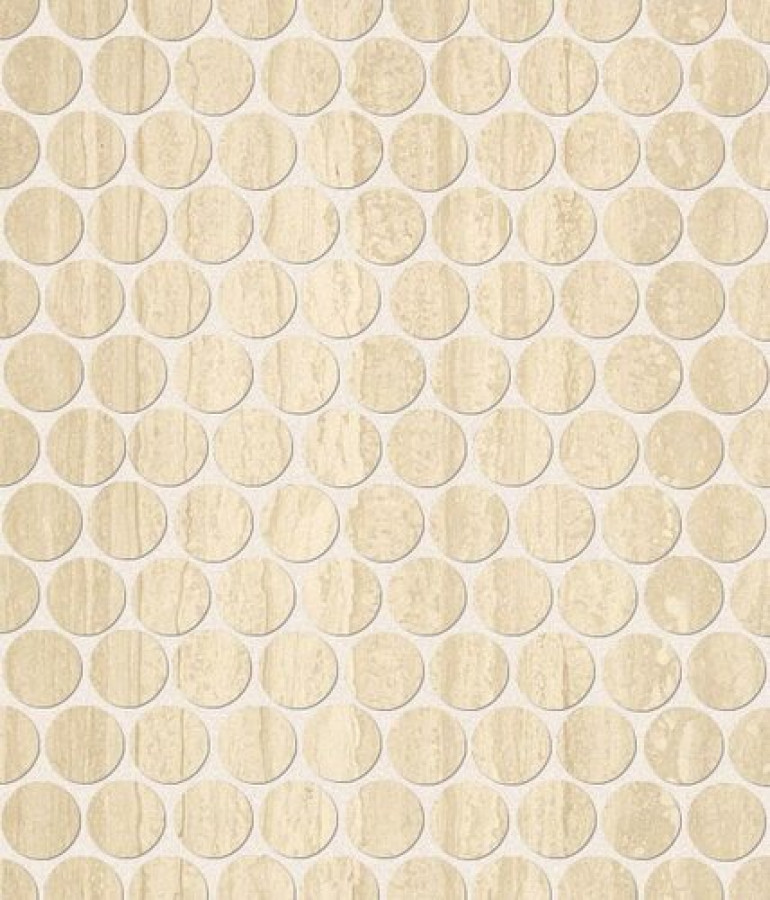 Плитка 33x30 9мм Roma Travertino Round Mosaico Fltt матовая бежевый камень, травертин Fap Ceramiche