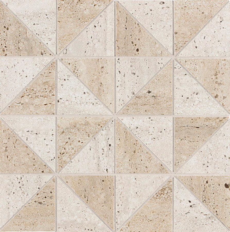 Плитка 30x30 Materia Classica Beige Bianco Icon B Mosaico Ftqs белый, бежевый камень, терраццо Fap Ceramiche