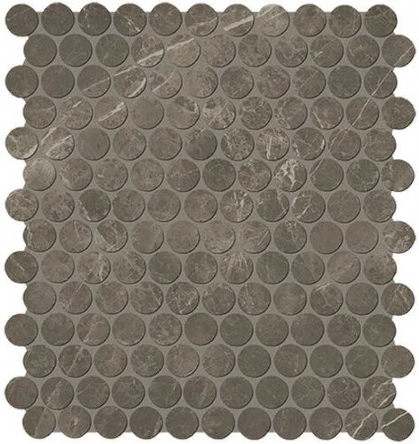 Плитка Roma Imperiale Round Mosaico Fltq матовая коричневый мрамор 33x30 9мм Fap Ceramiche