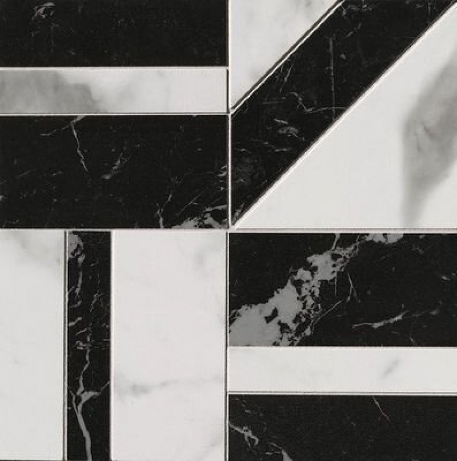 Плитка Roma G Carrara Nero Elegante Deco Mosaico Fqkc черно-белый мрамор 30x30 Fap Ceramiche