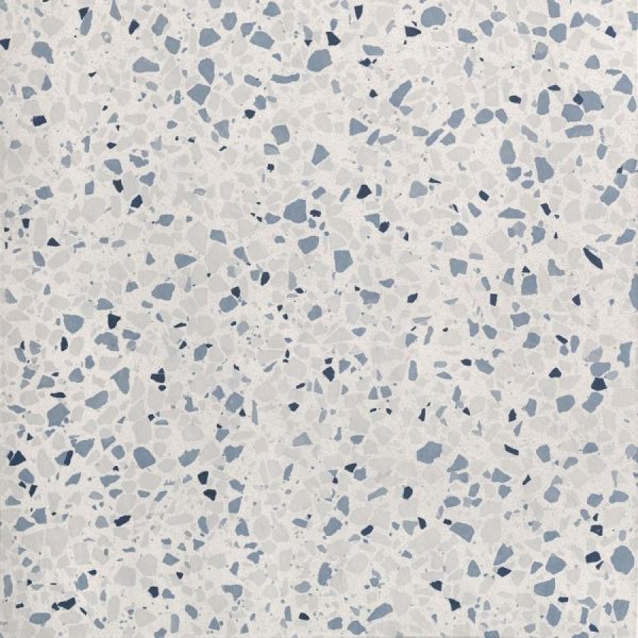 Плитка Glim Azzurro Matt R10 Frt8 матовая голубой, белый терраццо, камень 60x60 Fap Ceramiche