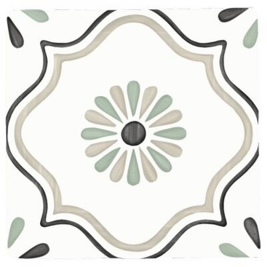 Плитка Tanger Sand Flower 31084 матовая белый с рисунком, краска, штукатурка 12x12 Harmony