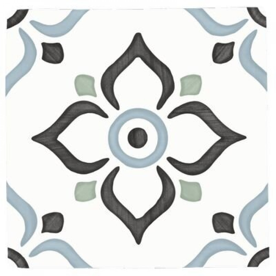 Плитка Tanger Blue Garden 31086 матовая белый с рисунком, краска, штукатурка 12x12 Harmony