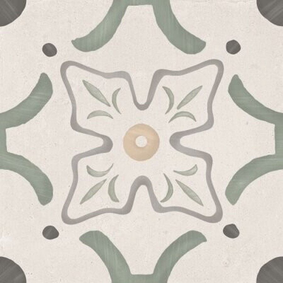Плитка Sirocco Green Flower 223 9 36155 матовая белый с рисунком, краска, штукатурка 22x22 9мм Harmony