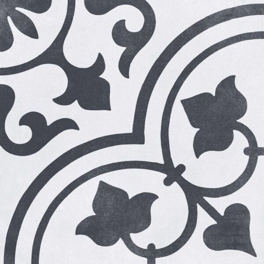 Плитка Cuban White Ornate 223 9 37242 матовая белый с рисунком, бетон, цемент 22x22 9мм Harmony