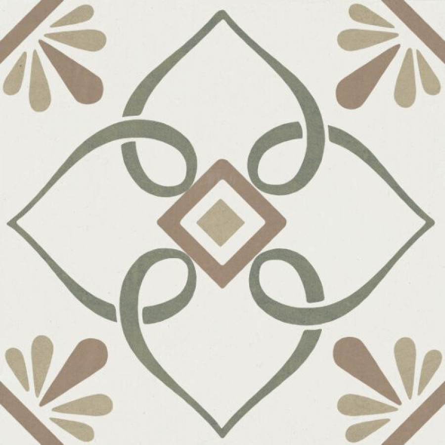Плитка Provenza Green Petals 223 37790 матовая мультиколор, белый с рисунком 22x22 Harmony