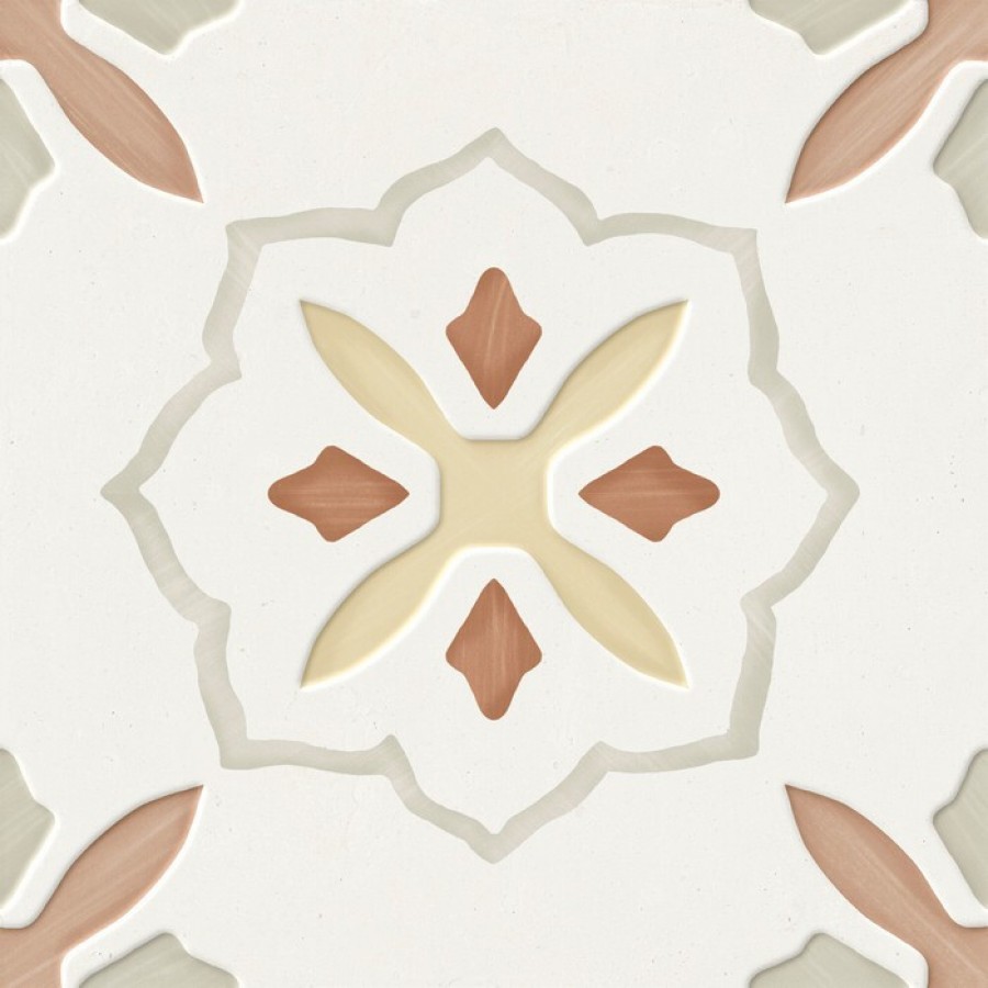 Плитка Llevant Clay Cross Lt 40461 мультиколор, коричневый, белый с рисунком, краска, штукатурка 22x22 Harmony