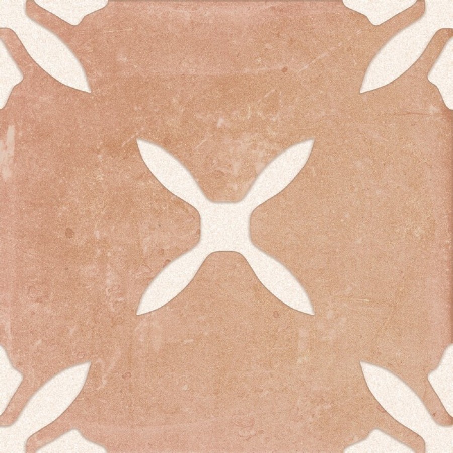Плитка Pangea Clay Flower Lt 40802 оранжевый, коричневый с рисунком, краска, штукатурка 22x22 Harmony