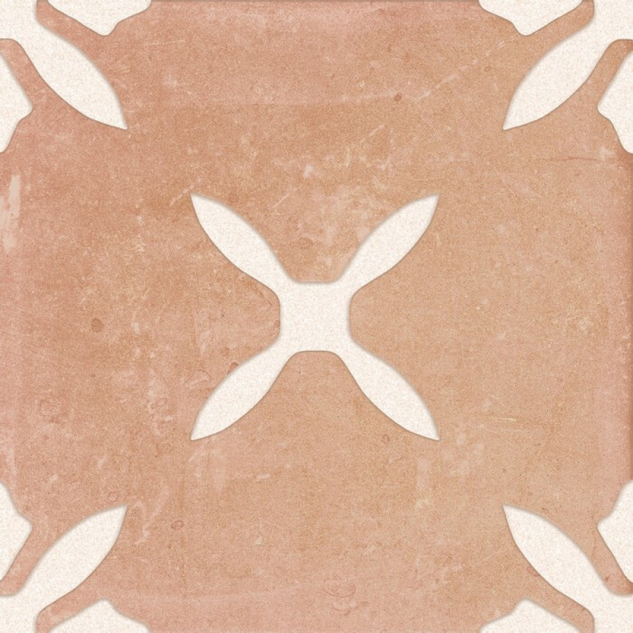 Плитка 22x22 Pangea Clay Flower Lt 40802 коричневый, оранжевый краска, штукатурка, с рисунком Harmony