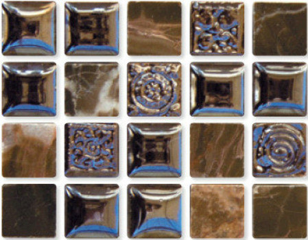 Мозаика 30x30 8мм Heracles 15, Стекло Камень Керамика Heracles 15 микс коричневый камень, мрамор Irida