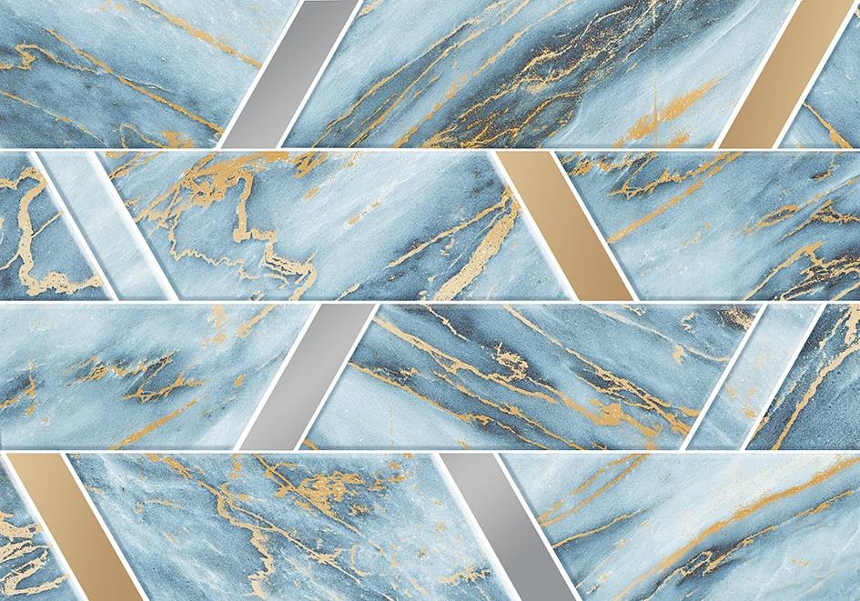 Плитка 40x28 Виченца декор D1 глянцевая синий голубой Axima