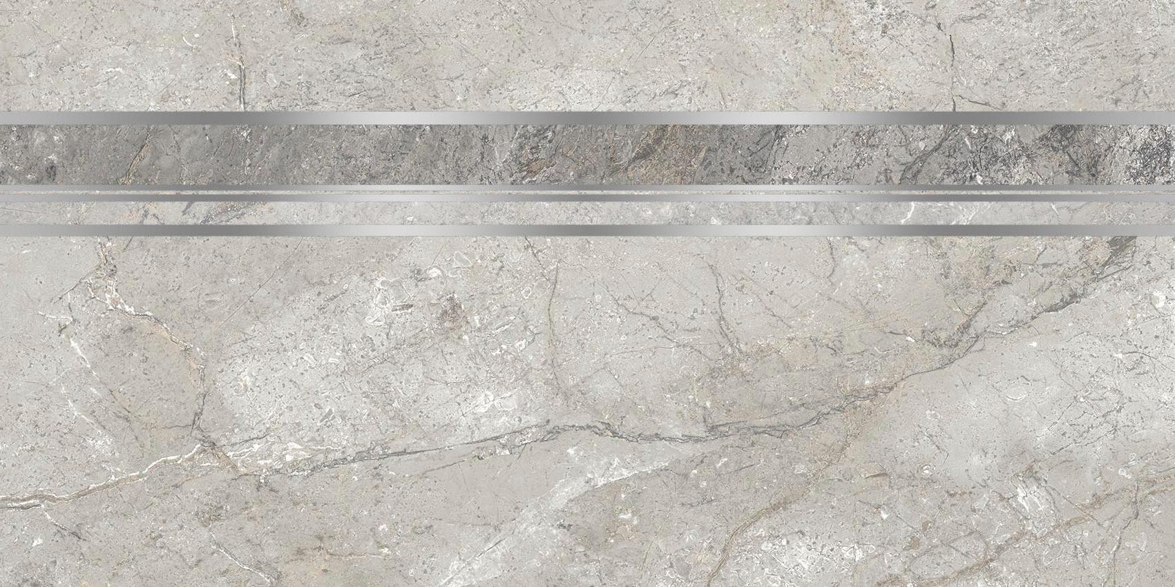 Плитка 60x30 Этна декор D узкая полоса серый матовая Axima