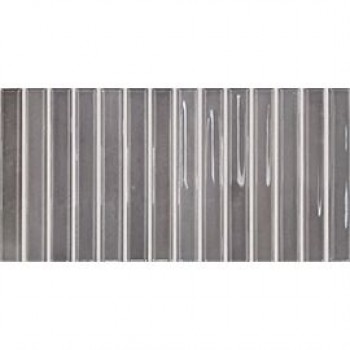Плитка Flash Bars Cool Grey 133476 глянцевая, 3d темно-серый, серый однотонная 25x13 DNA Tiles