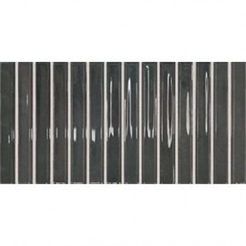 Плитка Flash Bars Graphite 133477 глянцевая, 3d черный однотонная 25x13 DNA Tiles