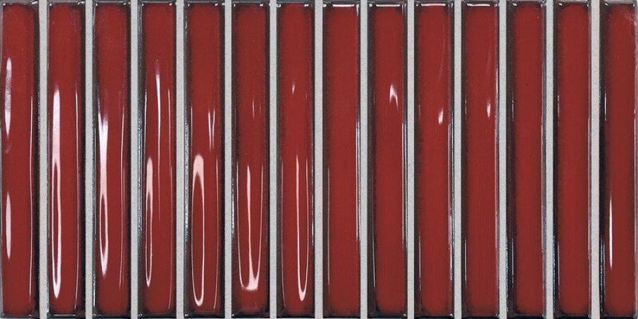 Плитка Osaka Bars Red 133482 глянцевая красный однотонная, краска, штукатурка 25x13 DNA Tiles
