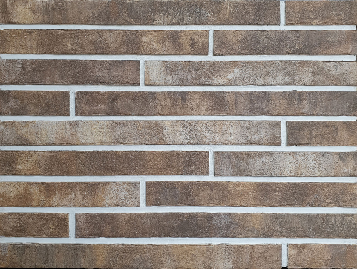 Плитка под кирпич клинкерная 47x4 Quarzit Dkk 851 Берилл Ригель структурированная серо-бежевый 10мм Dekeramik