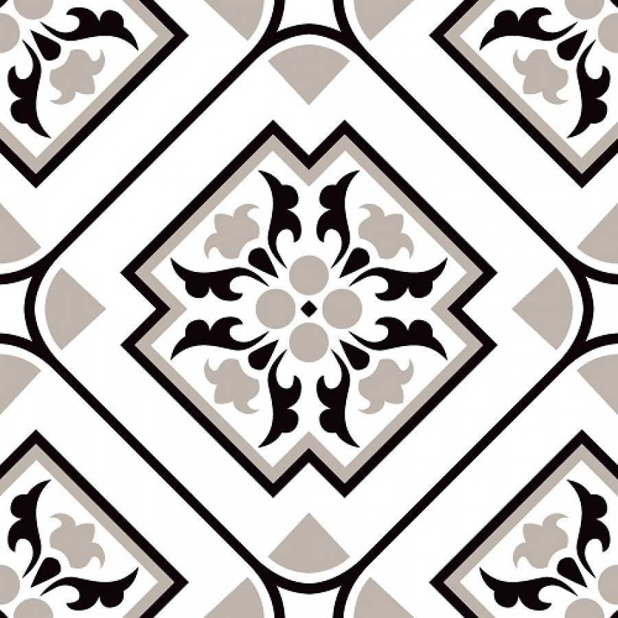 Керамогранит 20x20 Ornament 3043 Matt матовая черно-белый Alpas Cera