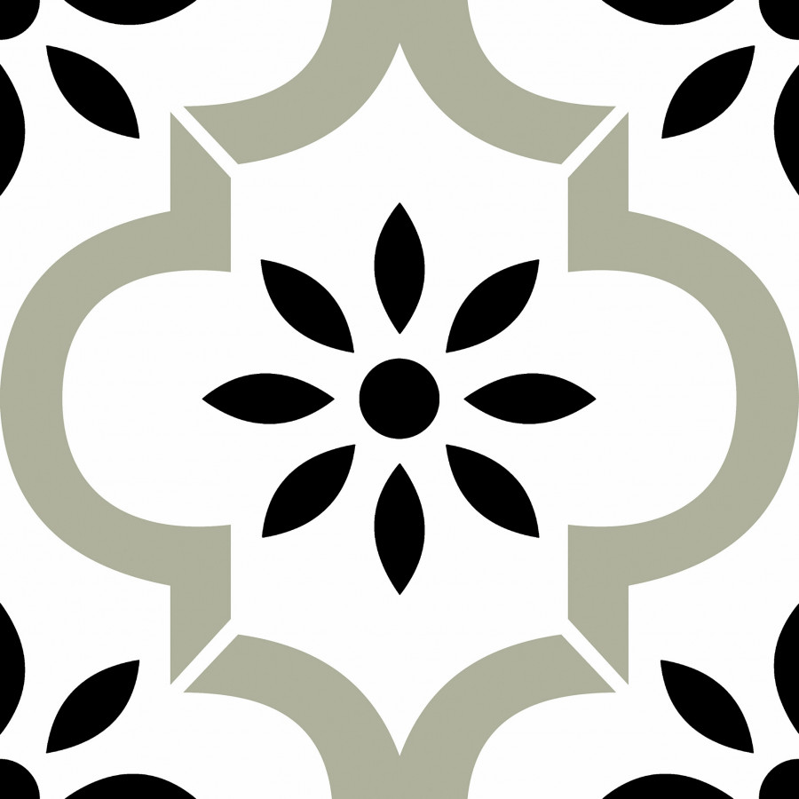 Керамогранит 20x20 Ornament 3058 Matt матовая черно-белый Alpas Cera