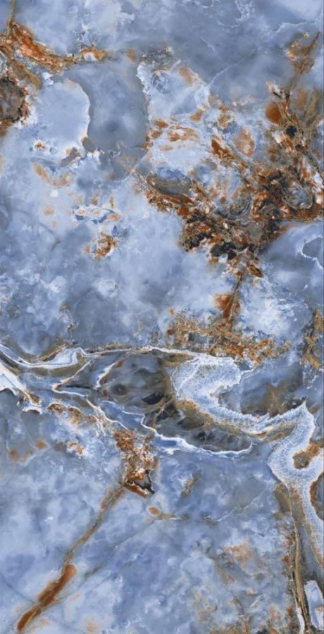 Керамогранит 120x60 Agyaro Blue High Glossy голубой оникс 10мм Bluezone