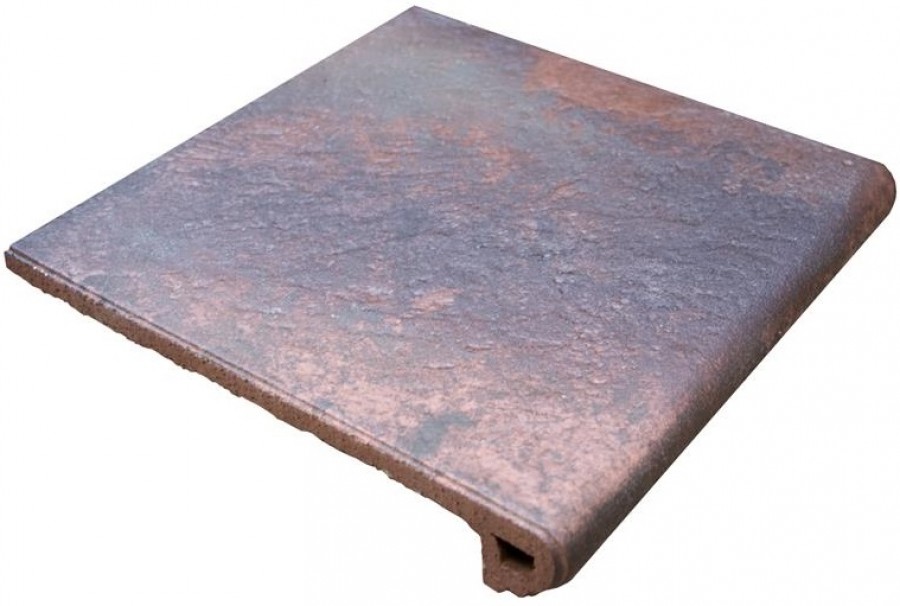 Клинкер 33x33 Peldaño Redondo 33 Metal Red матовая коричневый под металл Gres Aragon