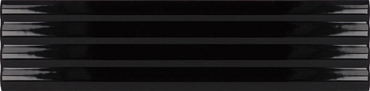 Плитка настенная 20x5 Costa Nova Onda Black Glossy 28483 Equipe