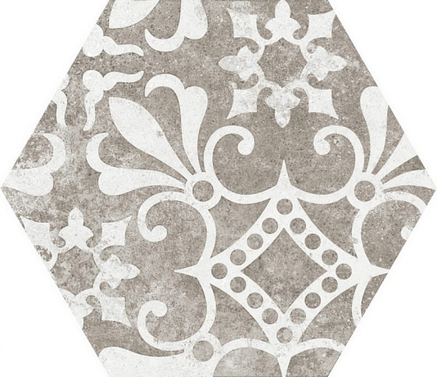 Плитка декор 20x17.5 Hexatile Cement Cement Garden Grey (17 видов паттерна) 22099 Equipe