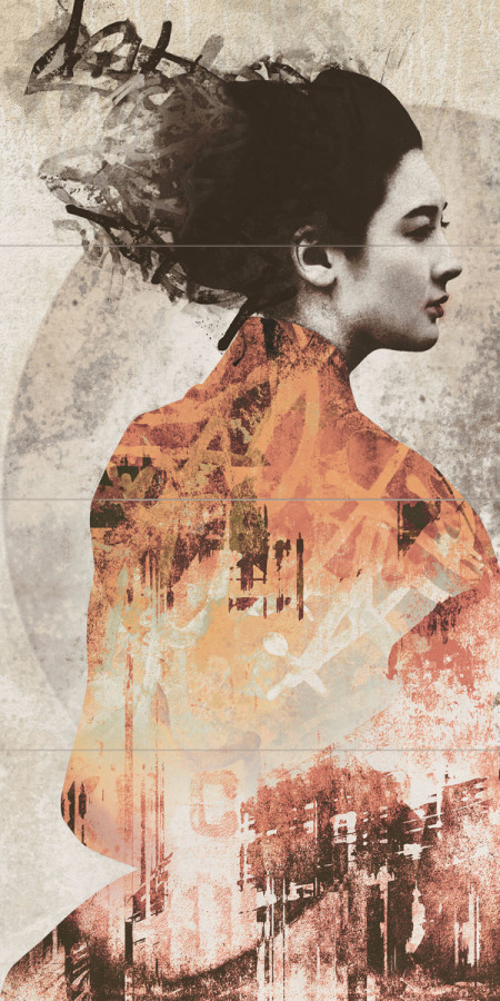 Керамогранит 240x120 декор Progetto Cover Geisha 4Pz матовая 7мм Abk