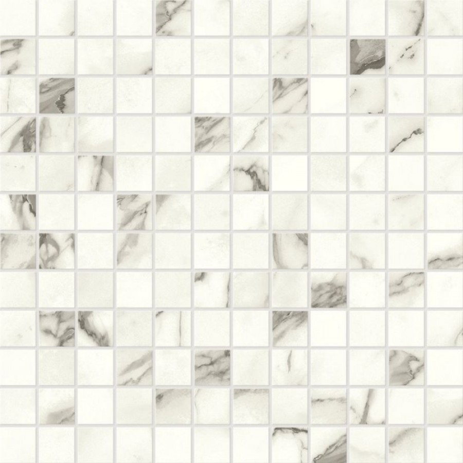 Плитка Marvel Statuario Supremo Mosaico Lapp A425 глянцевая белый мрамор 30x30 Atlas Concorde