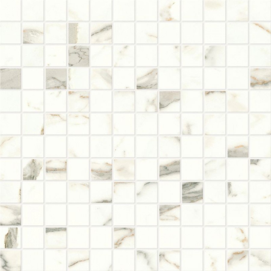 Плитка Marvel Calacatta Prestigio Mosaico Lapp A424 глянцевая белый мрамор 30x30 Atlas Concorde