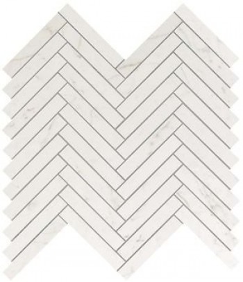Плитка Marvel Carrara Pure Herringbone Wall 9Shc глянцевая белый мрамор 31x30 Atlas Concorde
