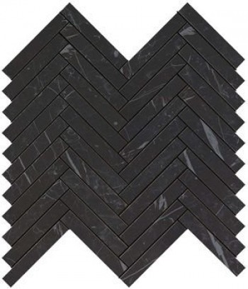 Плитка Marvel Nero Marquina Herringbone Wall 9Shn глянцевая черный мрамор 31x30 Atlas Concorde