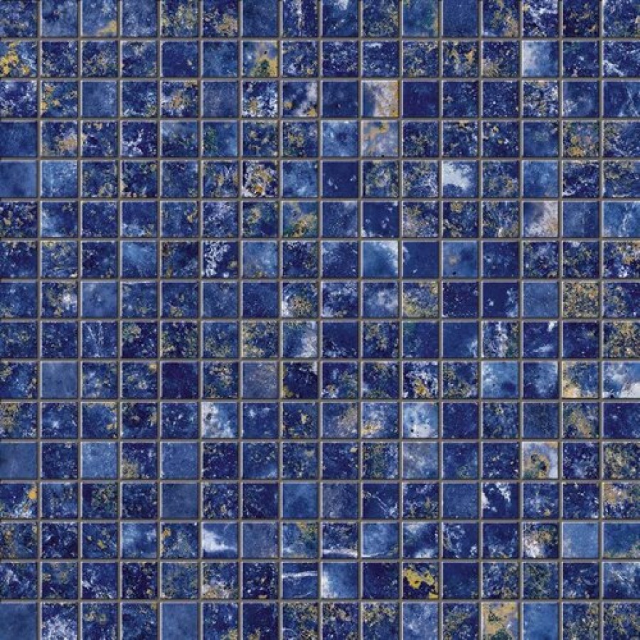 Плитка Marvel Ultramarine Mosaic Q 9Mqd глянцевая синий мрамор 31x31 Atlas Concorde